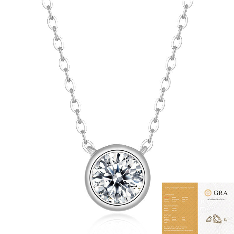 1 Carat Moissanite Bubble Pendant Necklace - S925 Sterling Silver Rose Gold Plated, Dainty Collarbone Chain
