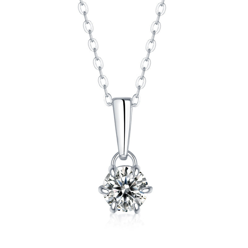 1 Carat Moissanite Bubble Pendant Necklace - S925 Sterling Silver Rose Gold Plated, Dainty Collarbone Chain