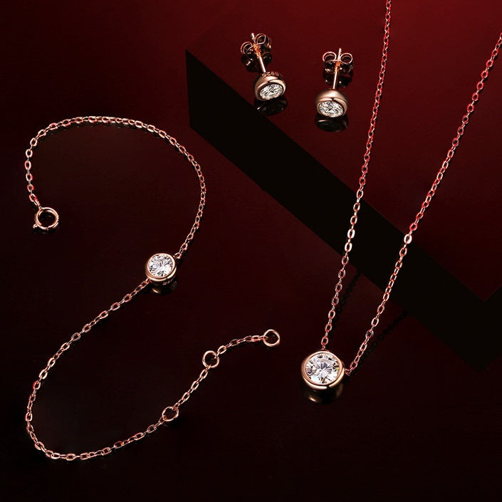 1 Carat Moissanite Bubble Pendant Necklace - S925 Sterling Silver Rose Gold Plated, Dainty Collarbone Chain