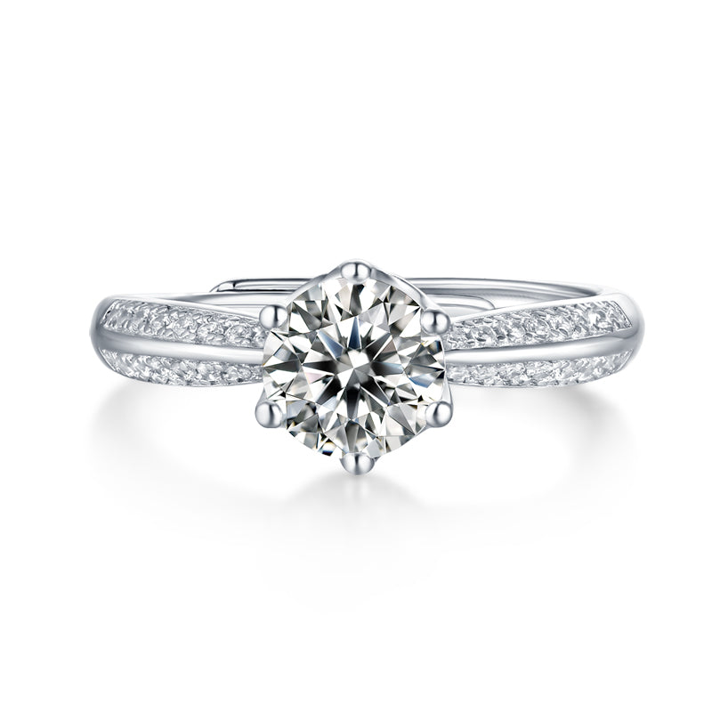 Bague solitaire en argent sterling S925 avec moissanite pour femme – Hypoallergénique, résistante au ternissement, alternative au diamant