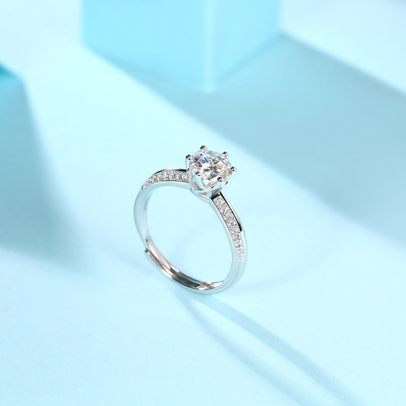 Bague solitaire en argent sterling S925 avec moissanite pour femme – Hypoallergénique, résistante au ternissement, alternative au diamant