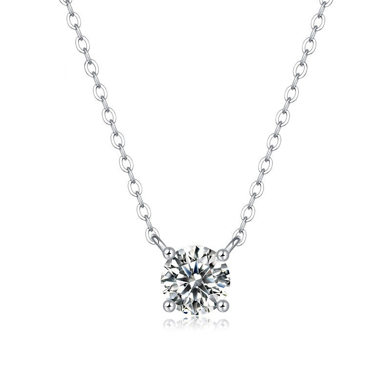 2 Carat Moissanite Pendant Necklace - S925 Sterling Silver Four-Claws Eternal Love Collarbone Chain