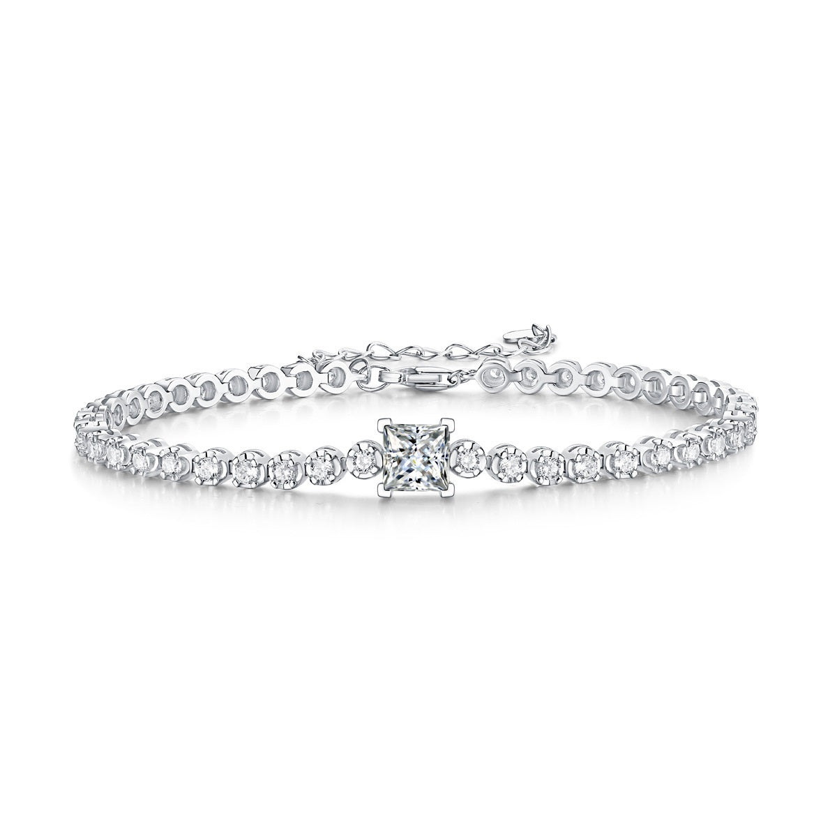 1-Carat Moissanite Rubik's Cube Bracelet - S925 Sterling Silver Couple's Jewelry, Adjustable Length,Unisex Gift for Him/Her