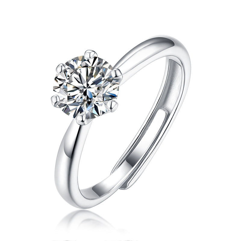 Bague solitaire en argent sterling S925 avec moissanite pour femme – Hypoallergénique, résistante au ternissement, alternative au diamant