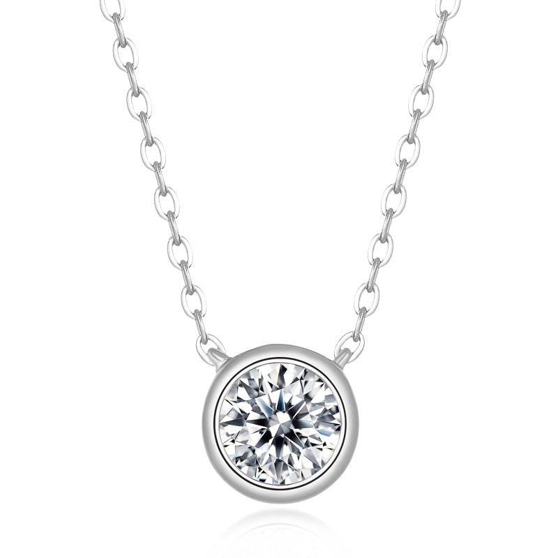 1 Carat Moissanite Bubble Pendant Necklace - S925 Sterling Silver Rose Gold Plated, Dainty Collarbone Chain