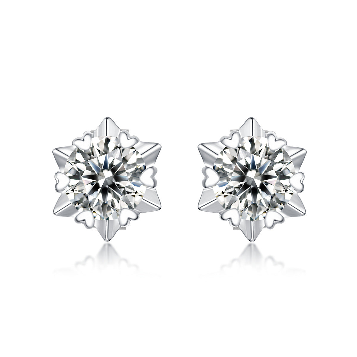 Boucles d'oreilles à tige en moissanite flocon de neige – Argent sterling S925, alternative au diamant 0,5 ct/1 ct, cadeau pour femme