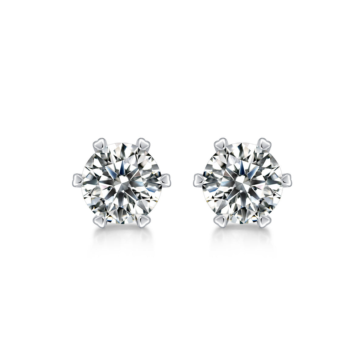 5ct Minimalist Moissanite Stud Earrings - S925 Sterling Silver Six-Prong Light Luxury Jewelry for Women, Wedding & Everyday Wear
