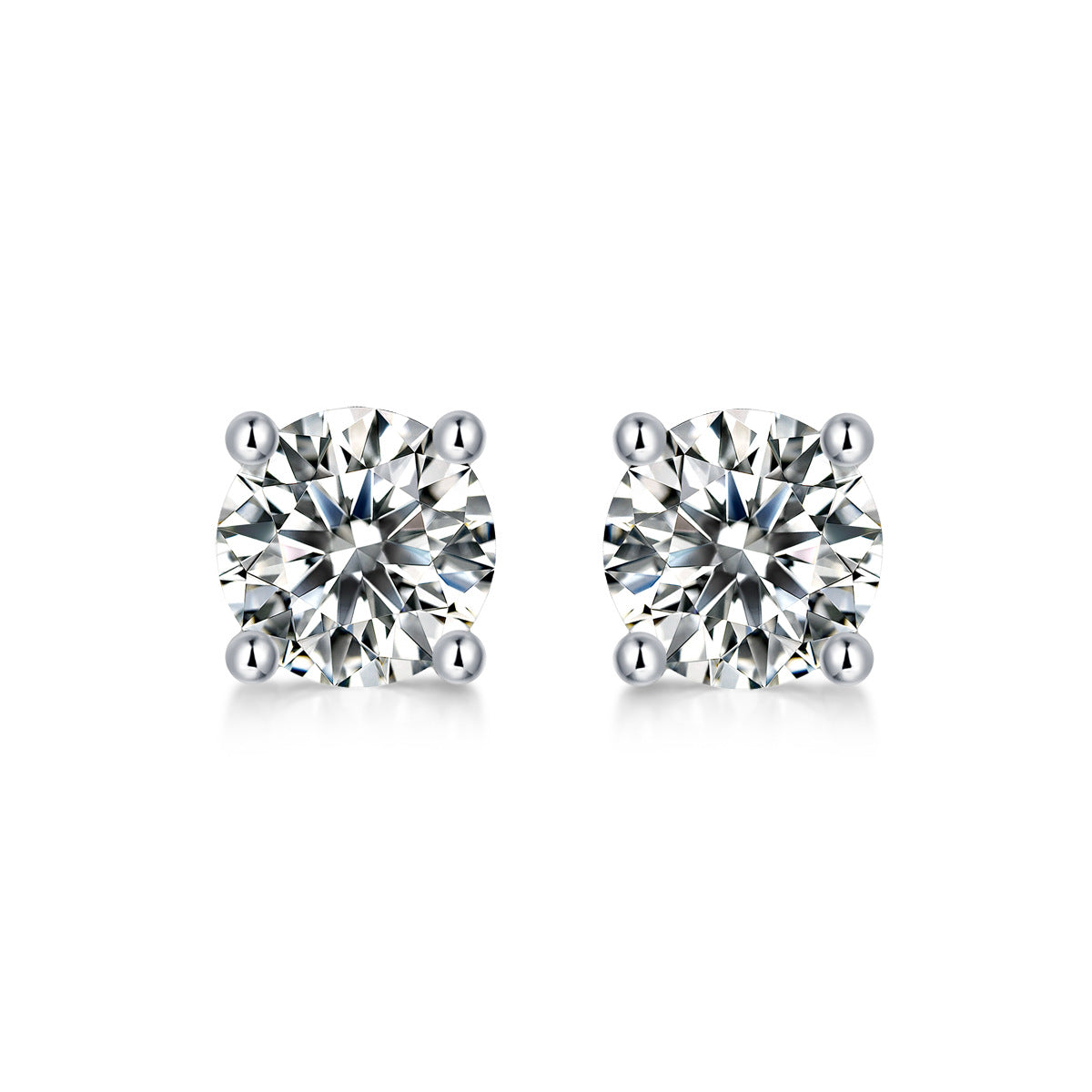 Pure Love 2ct Moissanite Stud Earrings - S925 Sterling Silver Four-Prong Minimalist Earrings for Women, Luxury Diamond Alternative
