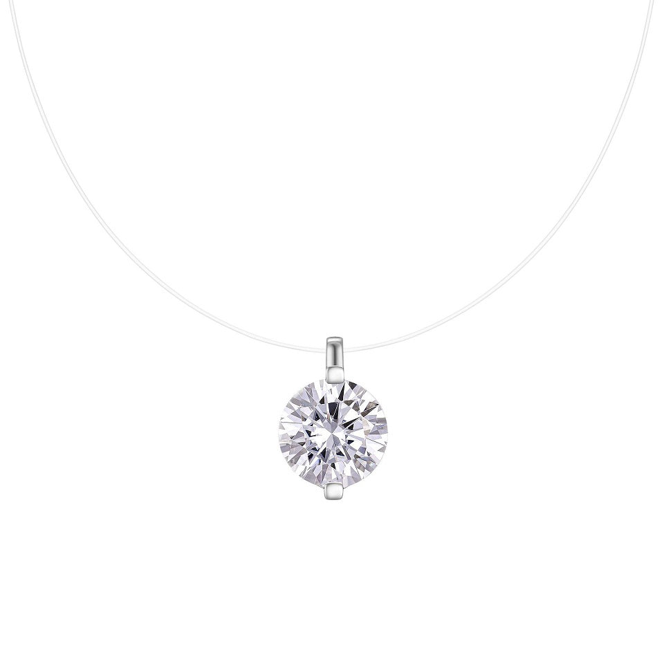 Collier avec pendentif en moissanite « Larmes de sirène » – Chaîne de clavicule à fil invisible, bijou minimaliste en argent sterling