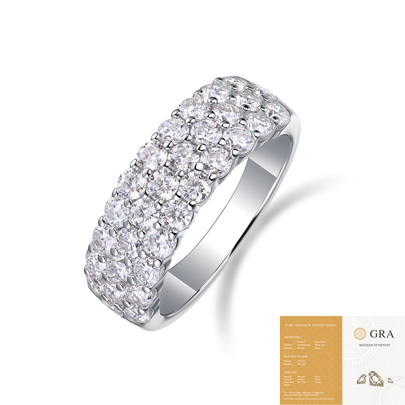 2.5mm Moissanite Phantom Eternity Ring - S925 Sterling Silver Women's Non-Tarnish Band, 31 Stone Light Luxury Jewelry