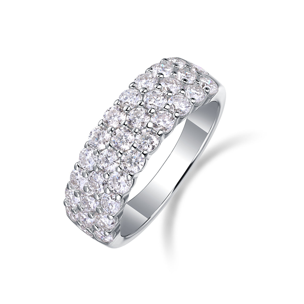 2.5mm Moissanite Phantom Eternity Ring - S925 Sterling Silver Women's Non-Tarnish Band, 31 Stone Light Luxury Jewelry