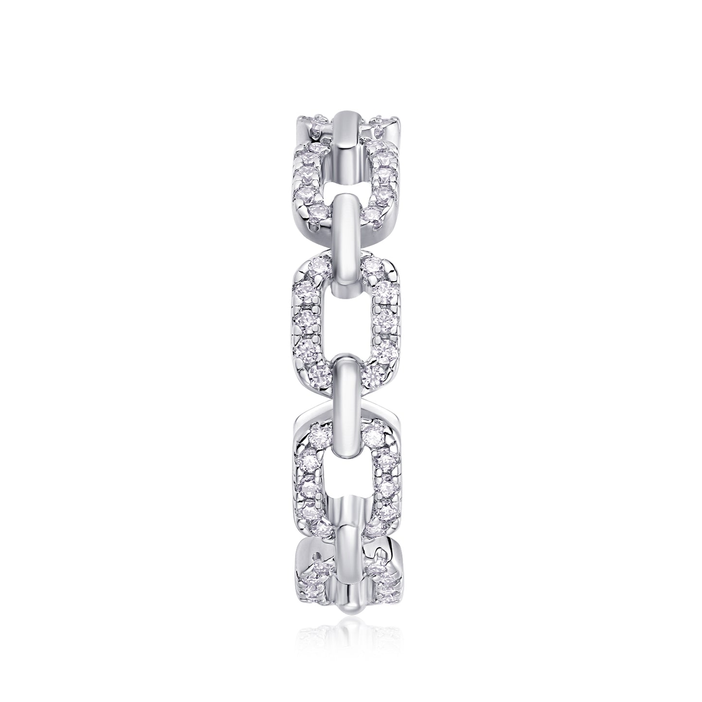 Chain of Love Moissanite Ring - 90-Stone S925 Sterling Silver Stackable Band, 2.2g Lightweight Eternity Ring