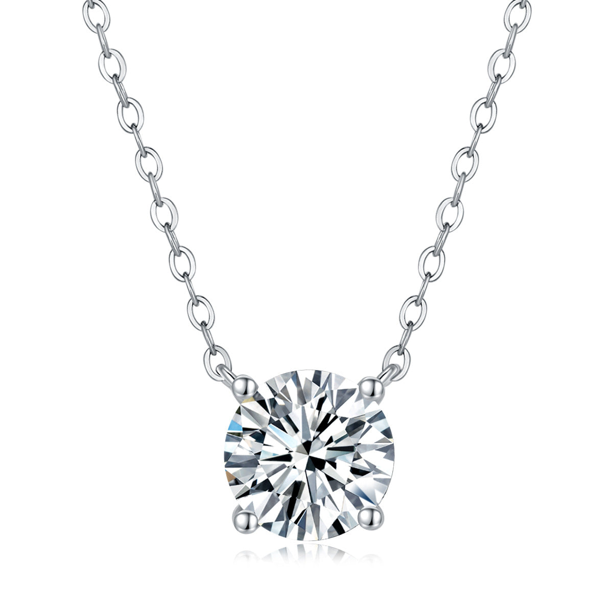 2 Carat Moissanite Pendant Necklace - S925 Sterling Silver Four-Claws Eternal Love Collarbone Chain