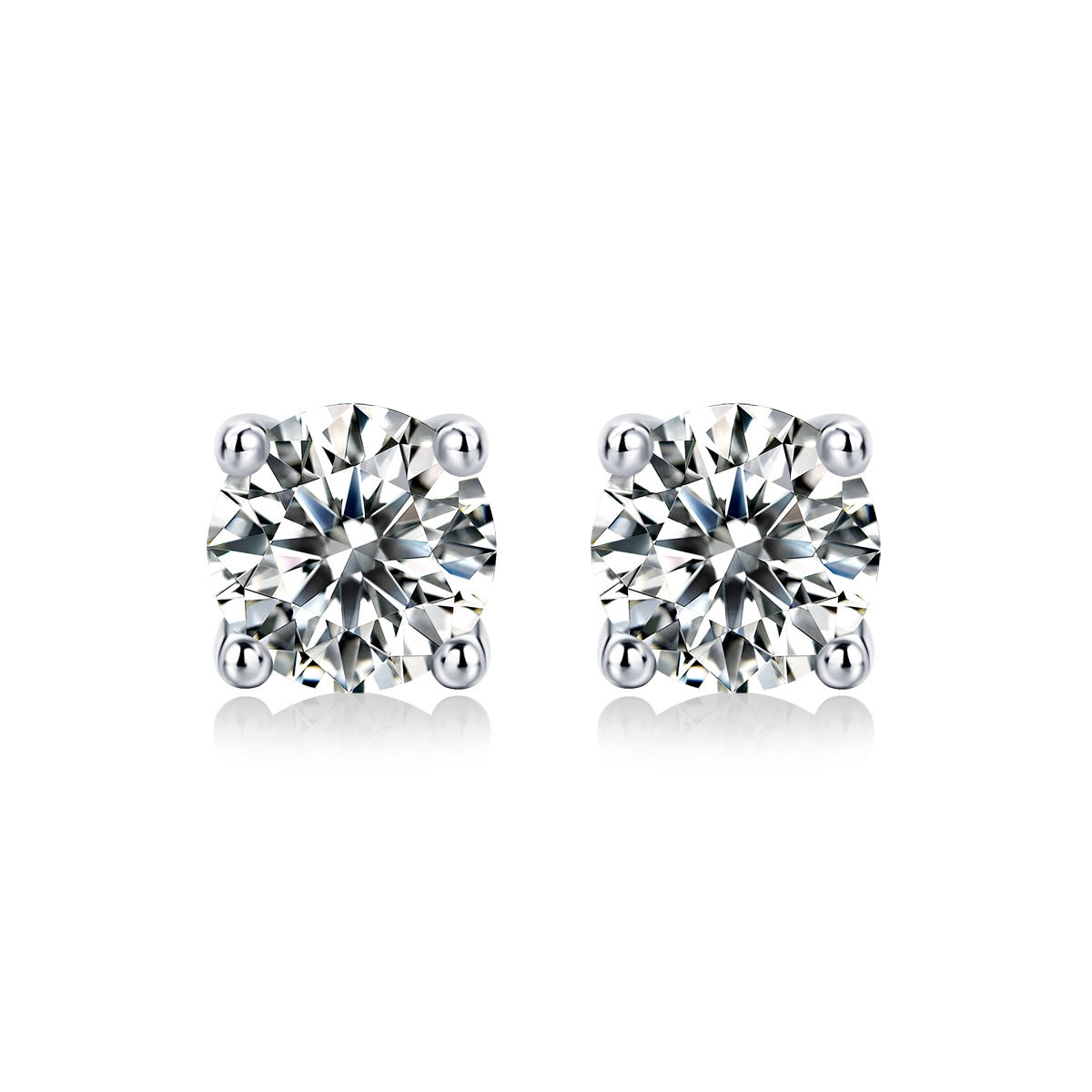Pure Love 2ct Moissanite Stud Earrings - S925 Sterling Silver Four-Prong Minimalist Earrings for Women, Luxury Diamond Alternative