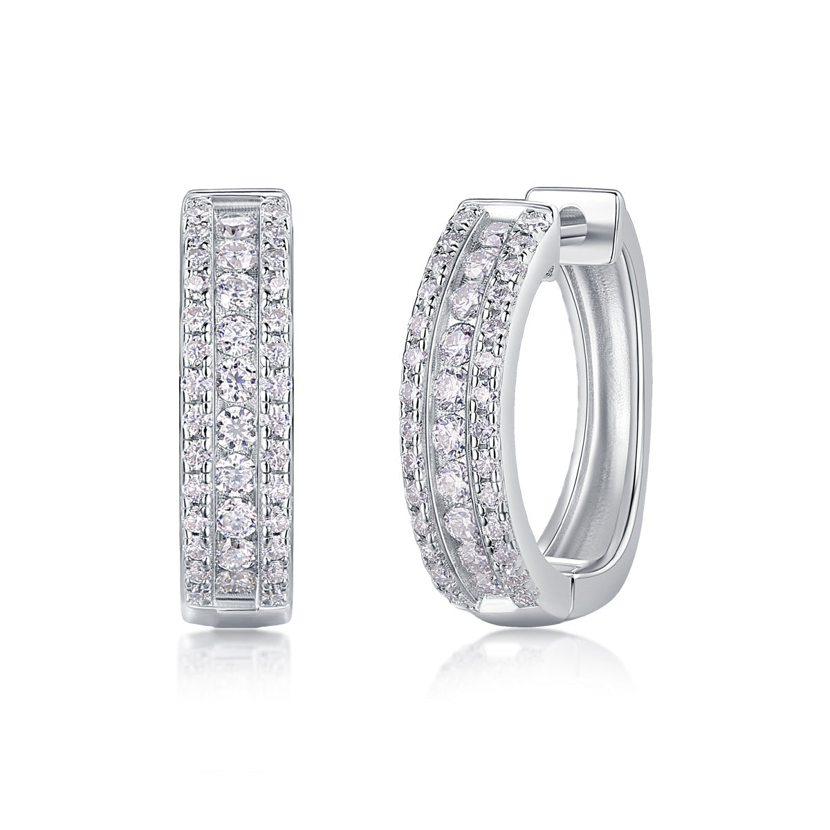 0.58ct Moissanite Huggie Hoop Earrings - S925 Sterling Silver 76-Stone/pair Pave Set, 3EX Cut D Color Light Luxury Jewelry