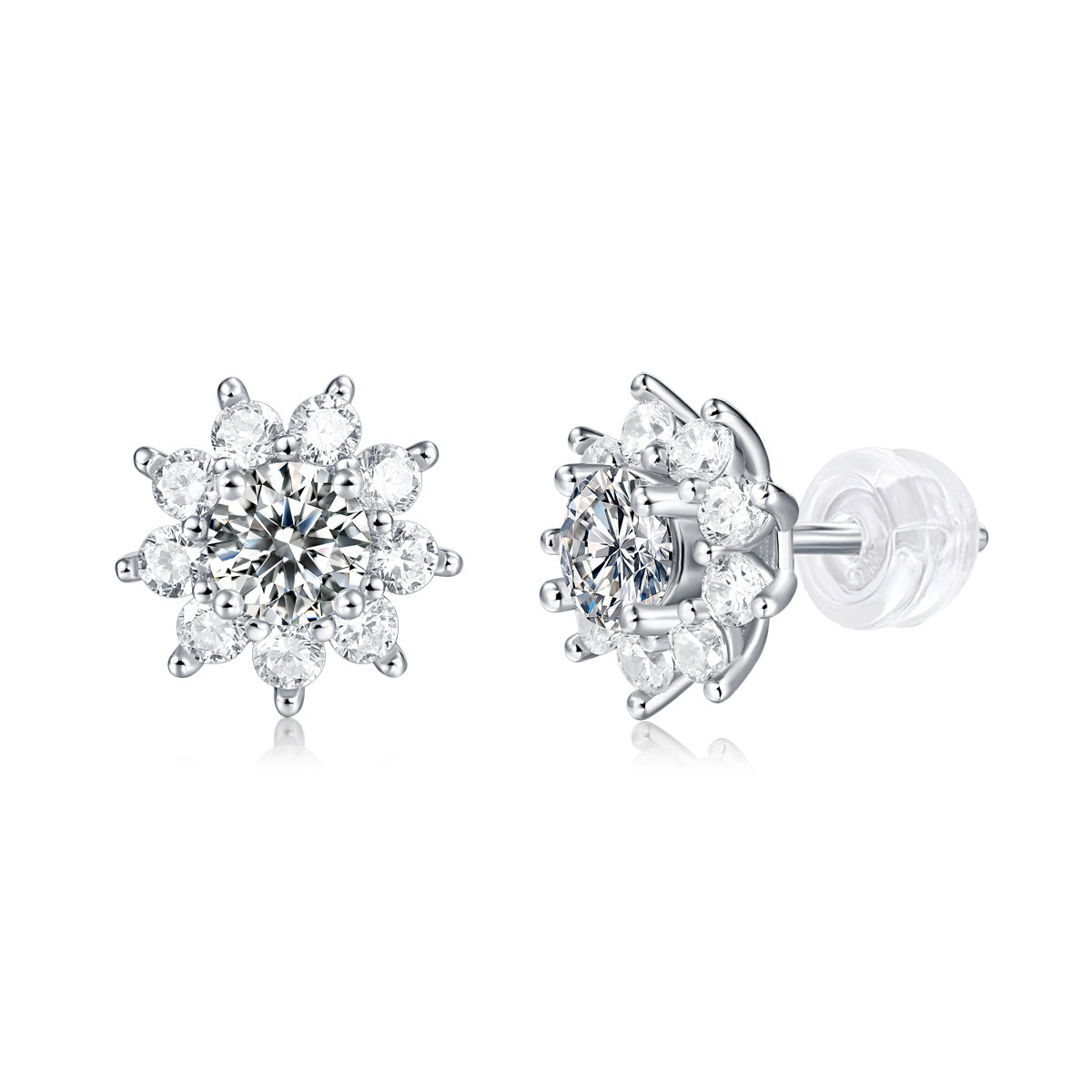 Boucles d'oreilles à tige en moissanite tournesol - Argent sterling S925 0,5 carat - Bijoux de luxe légers, cadeau personnalisé pour femme