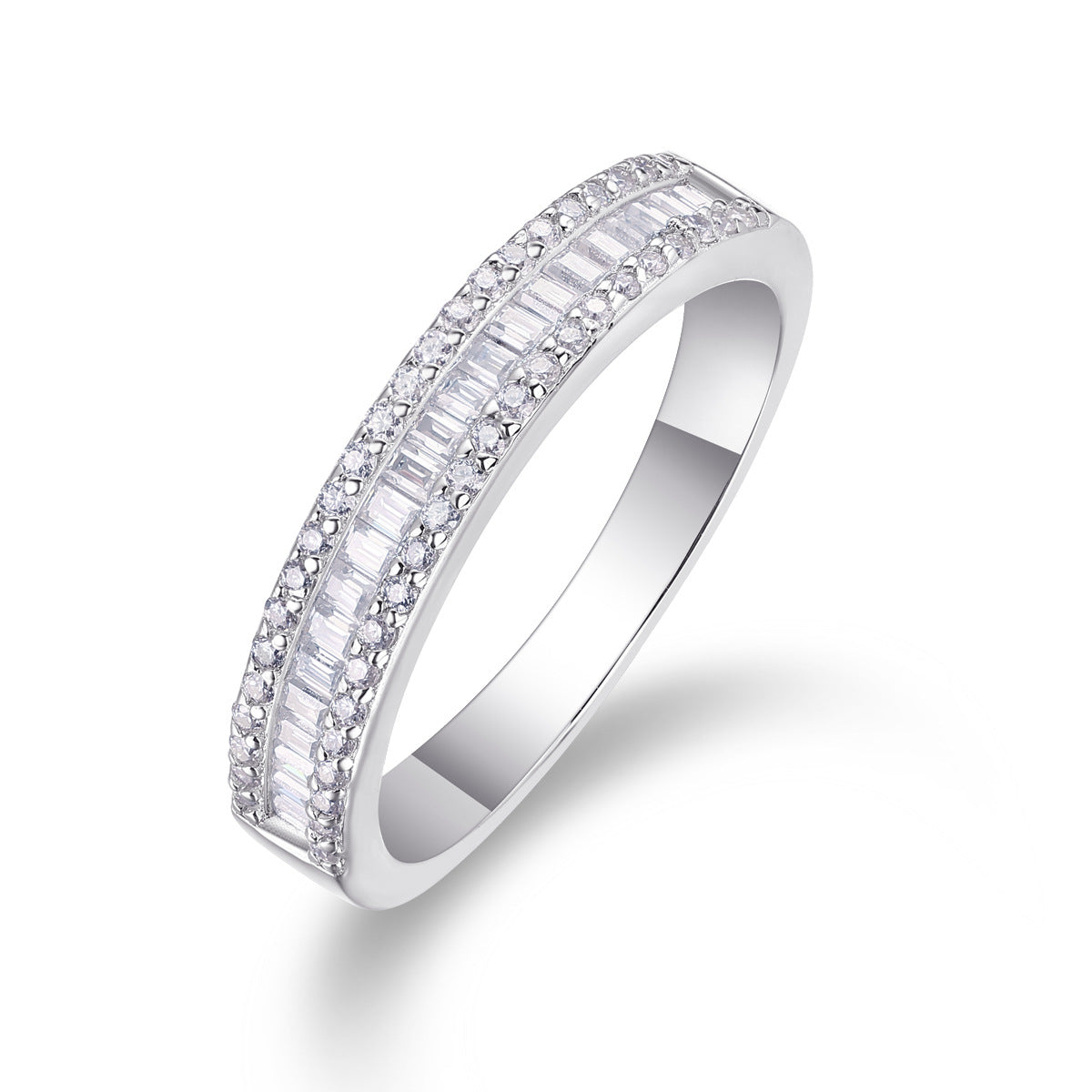 Bague d'éternité Beautiful Moment - Bague en argent sterling S925 avec moissanite de 4,4 mm, 68 pierres, bijou de mariage de luxe léger