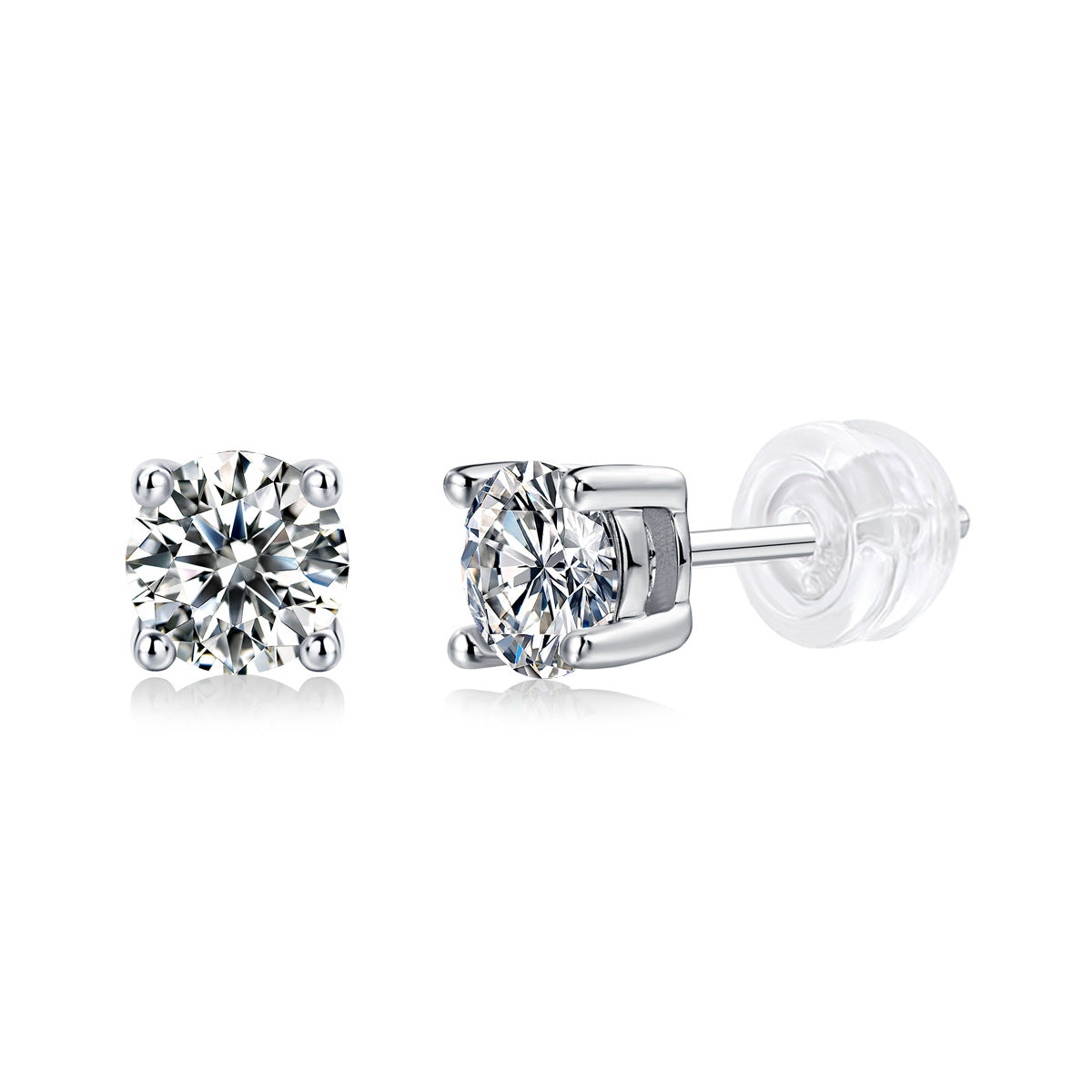 Pure Love 2ct Moissanite Stud Earrings - S925 Sterling Silver Four-Prong Minimalist Earrings for Women, Luxury Diamond Alternative