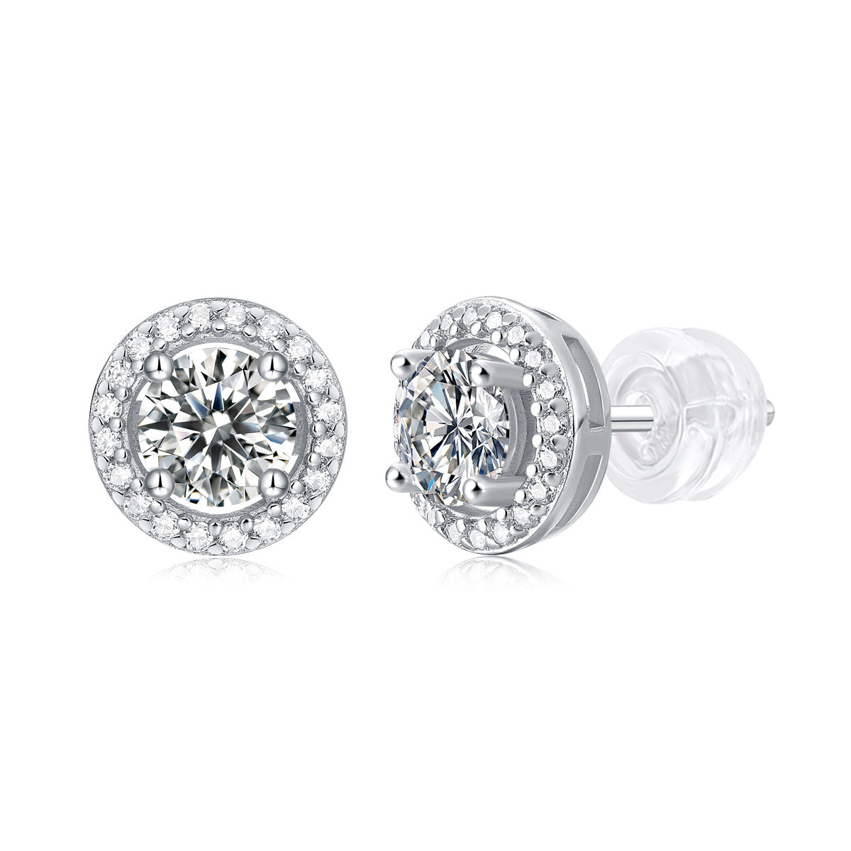 Round Moissanite Stud Earrings - S925 Sterling Silver Wedding Jewelry for Women, Yellow/White Moissanite Options