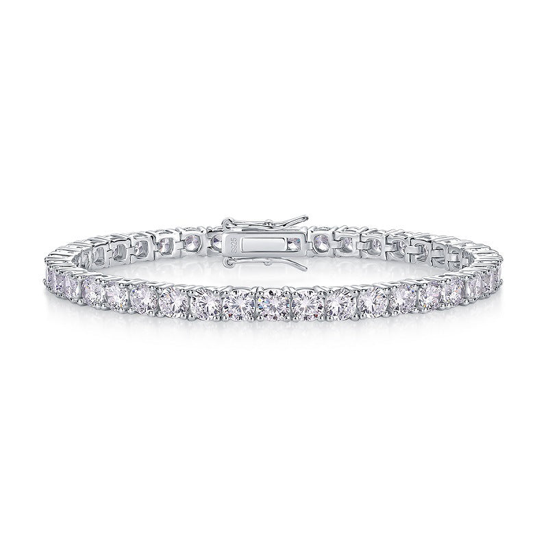 Tennis Chain Bracelet - S925 Sterling Silver Gold Plated Each Moissanite 0.3ct Hip Hop Style Jewelry for Men/Women, Anniversary Gift