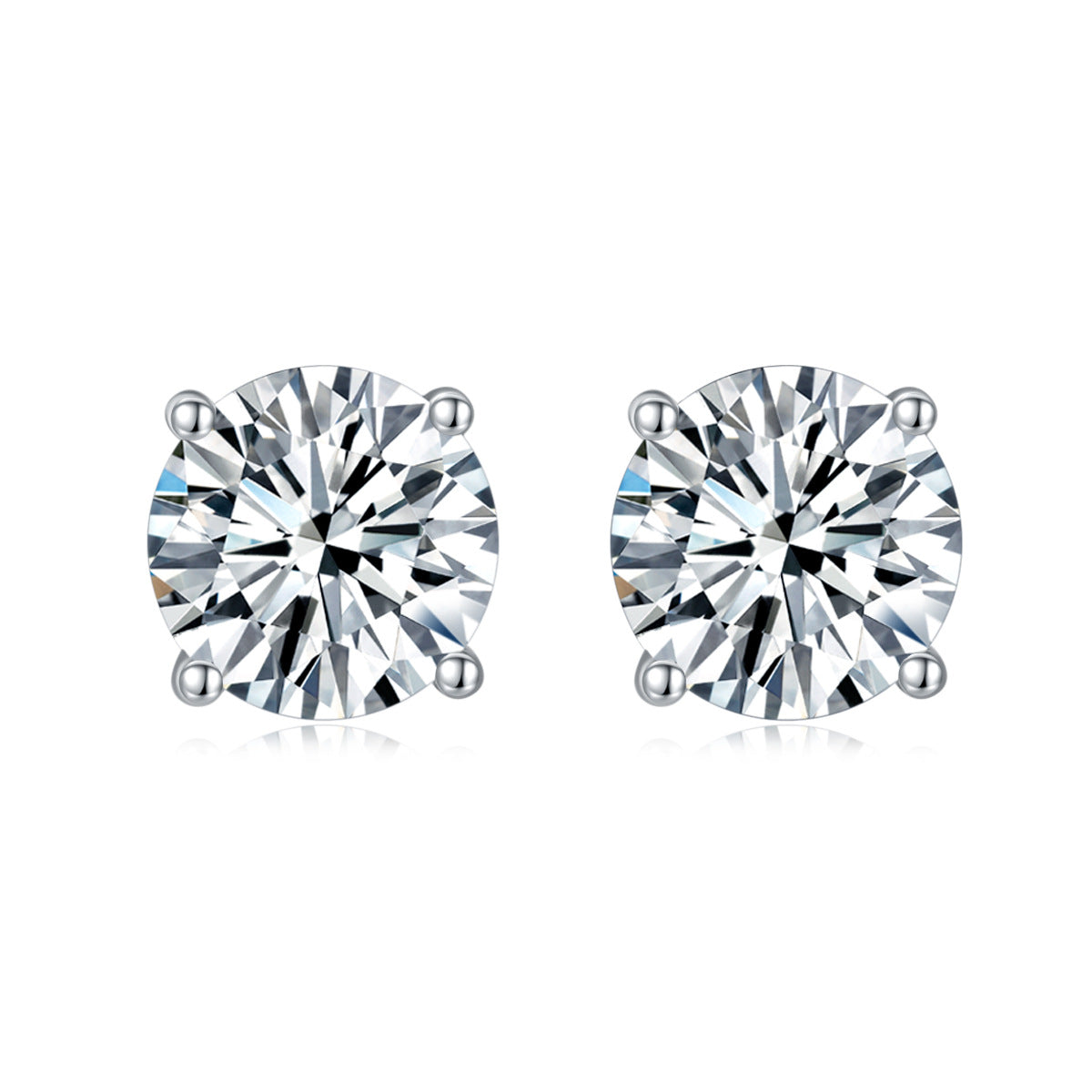 Pure Love 2ct Moissanite Stud Earrings - S925 Sterling Silver Four-Prong Minimalist Earrings for Women, Luxury Diamond Alternative