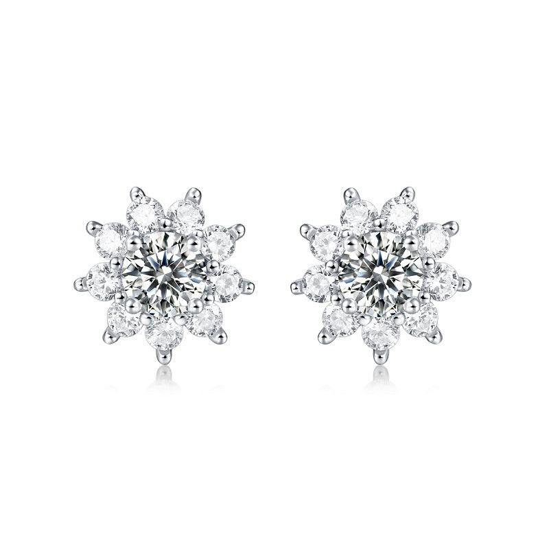 Boucles d'oreilles à tige en moissanite tournesol - Argent sterling S925 0,5 carat - Bijoux de luxe légers, cadeau personnalisé pour femme