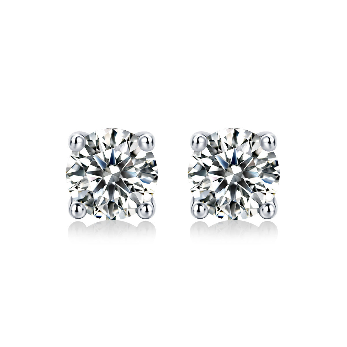 Pure Love 2ct Moissanite Stud Earrings - S925 Sterling Silver Four-Prong Minimalist Earrings for Women, Luxury Diamond Alternative