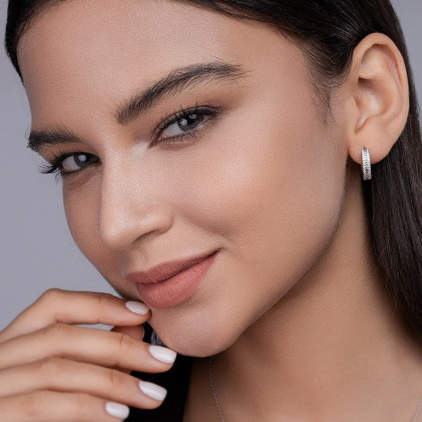 0.58ct Moissanite Huggie Hoop Earrings - S925 Sterling Silver 76-Stone/pair Pave Set, 3EX Cut D Color Light Luxury Jewelry