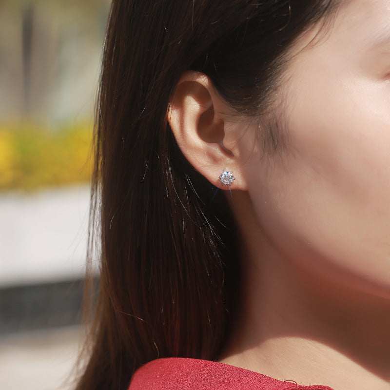 Boucles d'oreilles à tige en moissanite flocon de neige – Argent sterling S925, alternative au diamant 0,5 ct/1 ct, cadeau pour femme