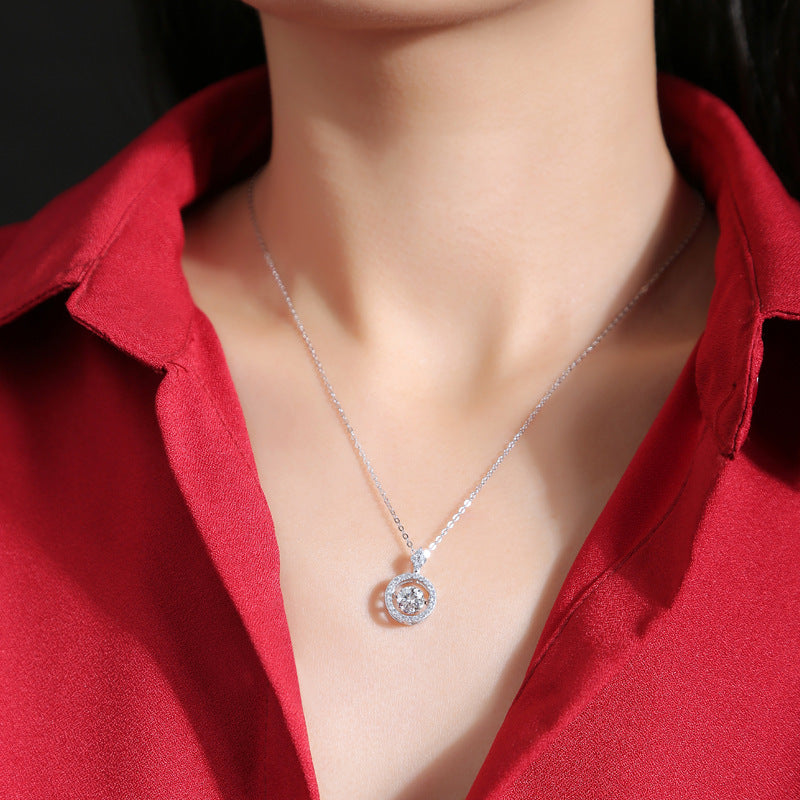 1 Carat Moissanite Pendant Necklace - S925 Sterling Silver Light Luxury Women's Jewelry, Elegant Gift Accessory