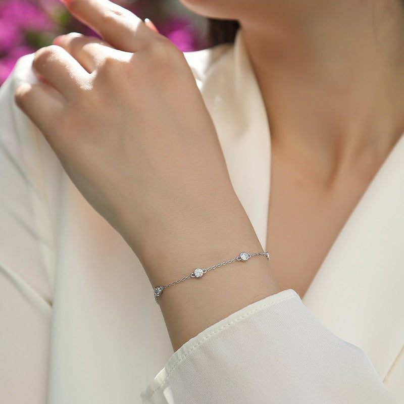 7-Stone/20-Stone Moissanite Bubble Bracelet - Adjustable S925 Sterling Silver Light Luxury Chain, 0.7ct Total D Color Jewelry