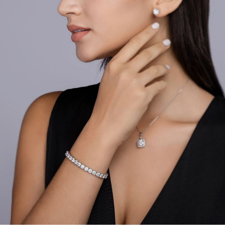 Men's & Women's Tennis Bracelet S925 Sterling Silver - Moissanite Diamond Alternative, Hypoallergenic, Wedding/Party Jewelry