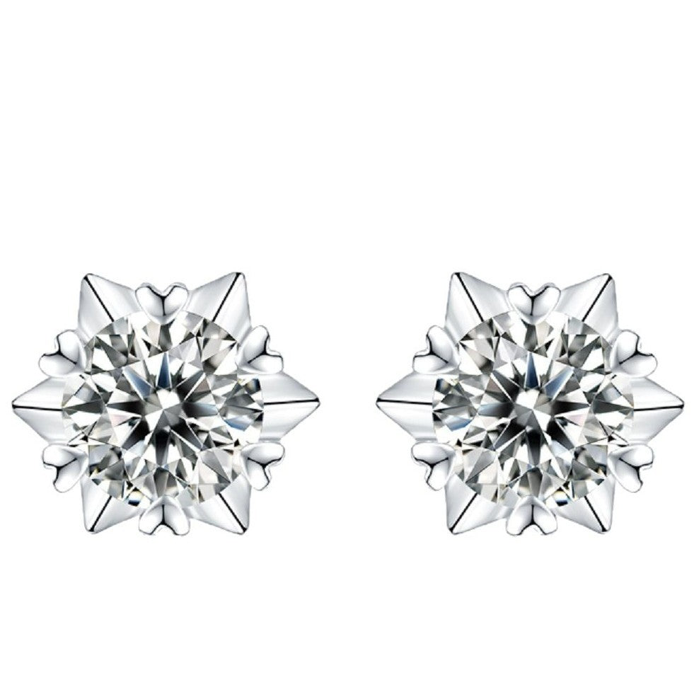 Boucles d'oreilles à tige en moissanite flocon de neige – Argent sterling S925, alternative au diamant 0,5 ct/1 ct, cadeau pour femme