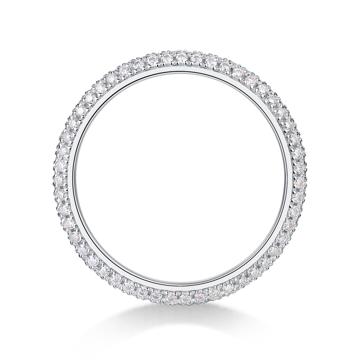 Full Eternity Moissanite Ring - S925 Sterling Silver Curved Band, 360° Sparkle Non-Tarnish Women's Jewelry