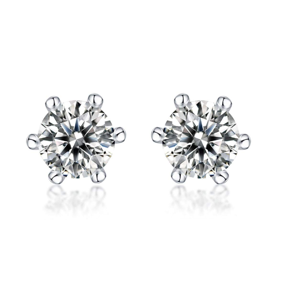 5ct Minimalist Moissanite Stud Earrings - S925 Sterling Silver Six-Prong Light Luxury Jewelry for Women, Wedding & Everyday Wear