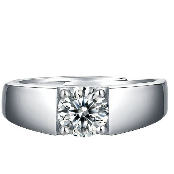 Radiance of Prestige Moissanite Ring - 1ct Adjustable Unisex Crown Ring, S925 Sterling Silver Wide Band Statement Jewelry