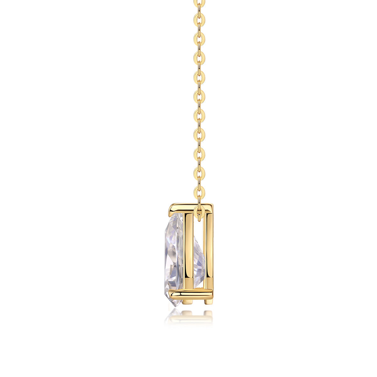 Collier Moonlit Dew en forme de larme - Pendentif en argent S925 plaqué or 18 carats et moissanite, chaîne réglable avec options de tailles de pierres multiples