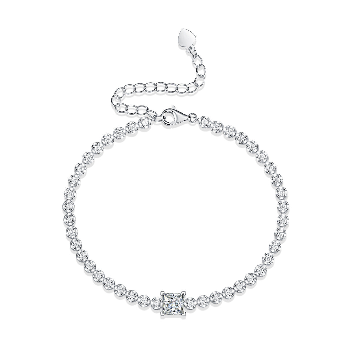 1-Carat Moissanite Rubik's Cube Bracelet - S925 Sterling Silver Couple's Jewelry, Adjustable Length,Unisex Gift for Him/Her