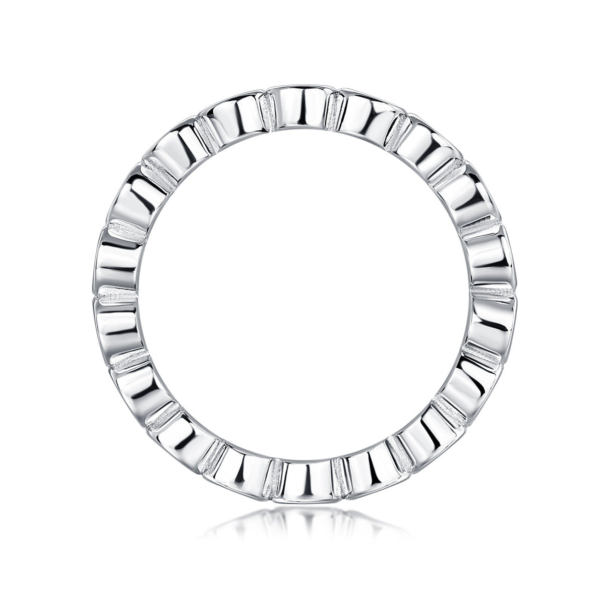 Bague empilable en moissanite Breaking Cocoon - Argent sterling S925 plaqué or blanc 18 carats, 18 pierres de couleur D, taille 3EX, pour femme