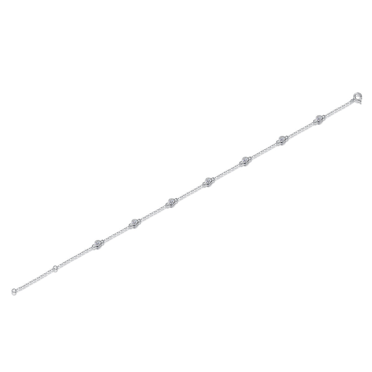 7-Stone/20-Stone Moissanite Bubble Bracelet - Adjustable S925 Sterling Silver Light Luxury Chain, 0.7ct Total D Color Jewelry
