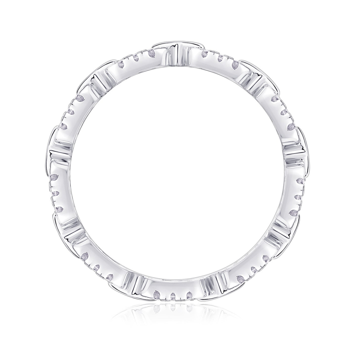 Chain of Love Moissanite Ring - 90-Stone S925 Sterling Silver Stackable Band, 2.2g Lightweight Eternity Ring
