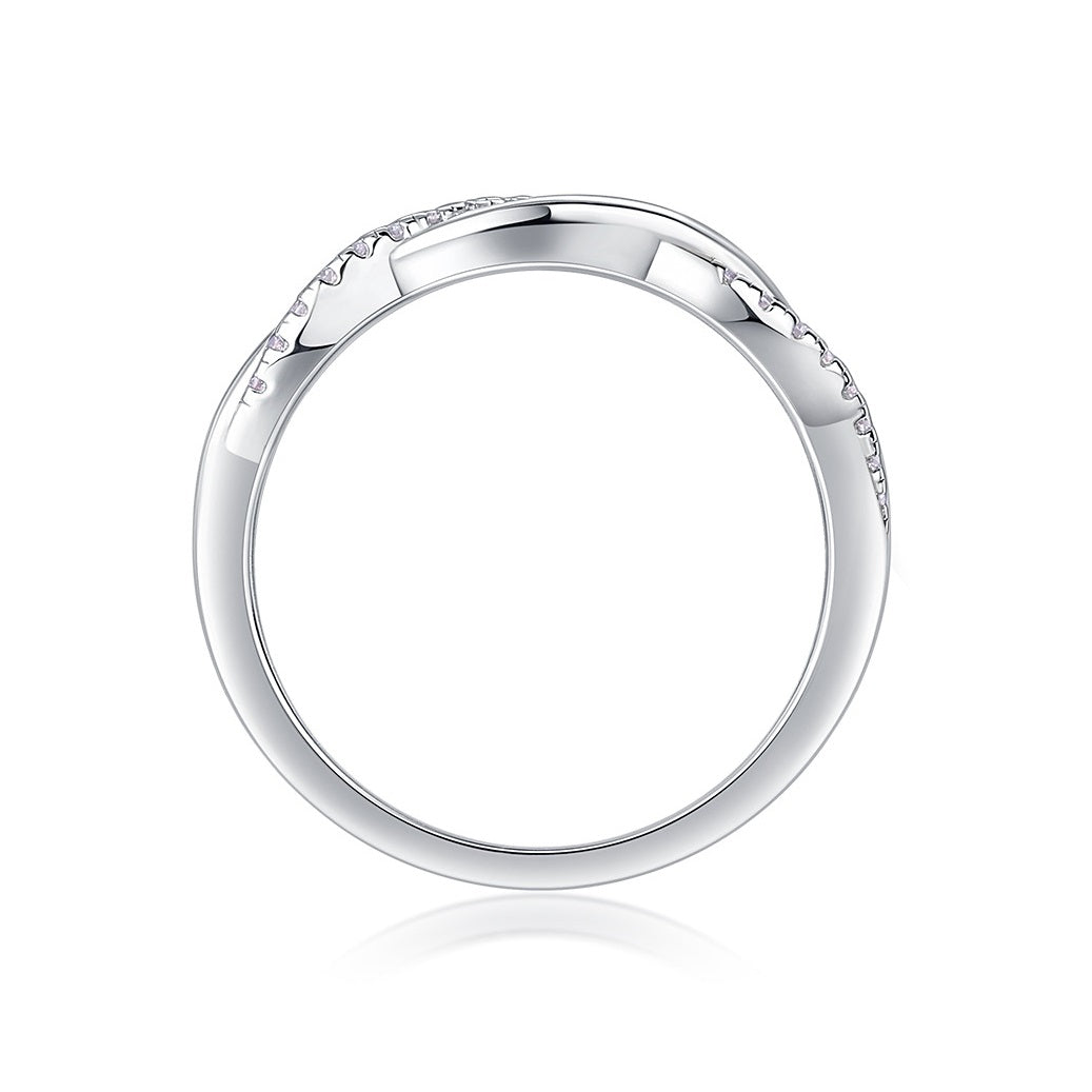 Bague Twin-Life en moissanite – Anneau torsadé en argent S925 à 28 pierres, bijou symbolique en forme de cœurs connectés