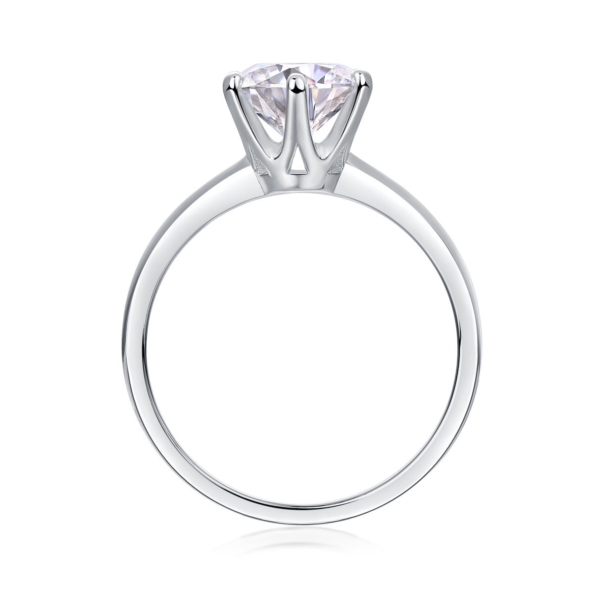 3 Carat Moissanite Solitaire Ring - Classical S925 Sterling Silver Six-Prong Light Luxury Band, Timeless Engagement/Wedding Jewelry