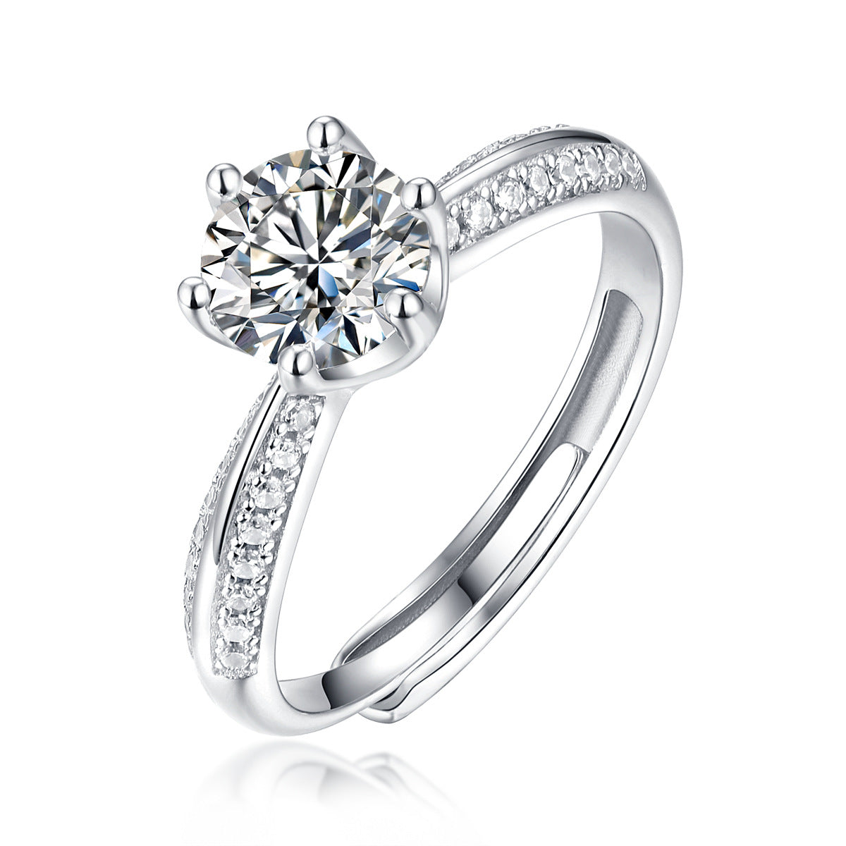 Bague solitaire en argent sterling S925 avec moissanite pour femme – Hypoallergénique, résistante au ternissement, alternative au diamant