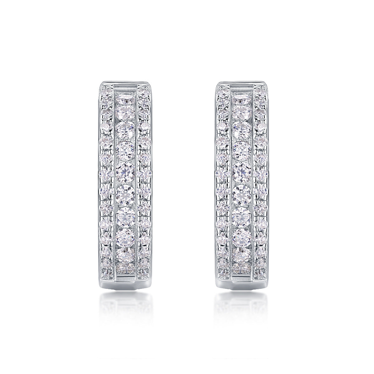 0.58ct Moissanite Huggie Hoop Earrings - S925 Sterling Silver 76-Stone/pair Pave Set, 3EX Cut D Color Light Luxury Jewelry