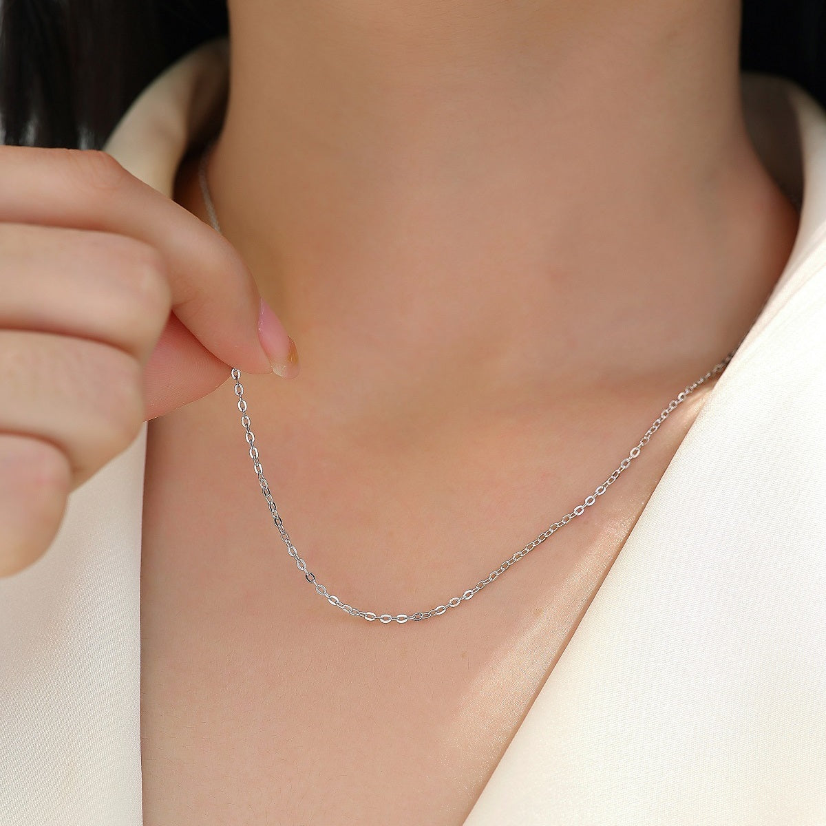 Minimalist 925 Sterling Silver Necklace for Women - Simple Single Chain, Premium Electroplated Colors (Gold/Rose Gold/Silver), Light Luxury Jewelry