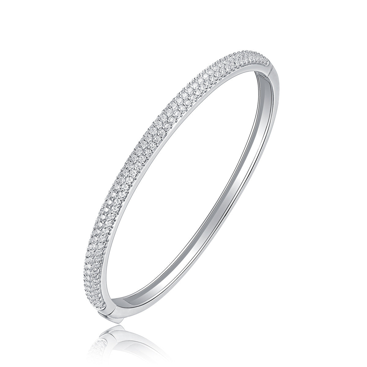 Whisper Moissanite Bangle - S925 Sterling Silver Plated with 18K white gold, 145-Stone D Color 1.5mm Full Eternity Bracelet