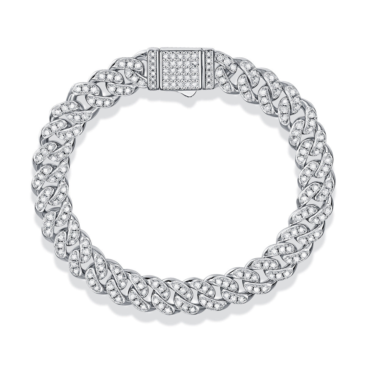 Light of Faith Cuban Chain Bracelet - 8mm S925 Sterling Silver Moissanite Unisex Jewelry, Hip Hop Style Religious Gift