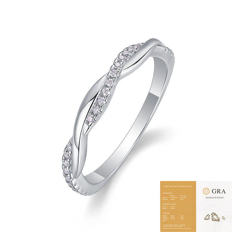 Bague Twin-Life en moissanite – Anneau torsadé en argent S925 à 28 pierres, bijou symbolique en forme de cœurs connectés