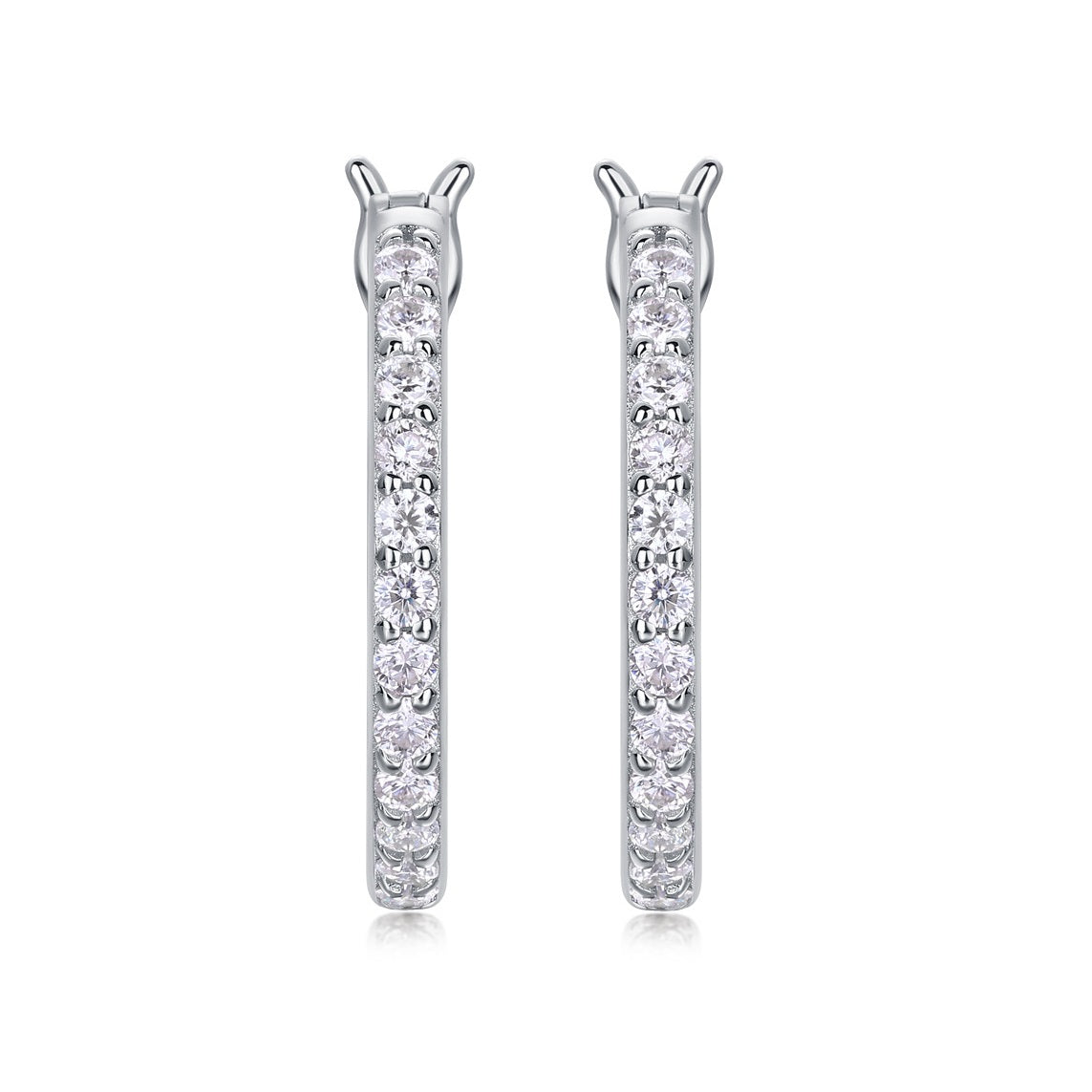 Flowing Light Moissanite Hoop Earrings - 44-Stone S925 Silver 18K White Gold Plated, 0.022ct per Stone Total 0.97ct D Color